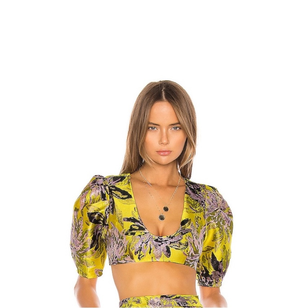 Floral Puff Sleeve Crop Top